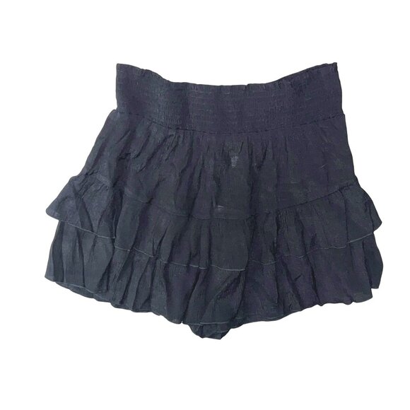 Halara Tiered Smocked Waist Casual Flowy Shorts Sz Large Womens Black - Picture 1 of 4